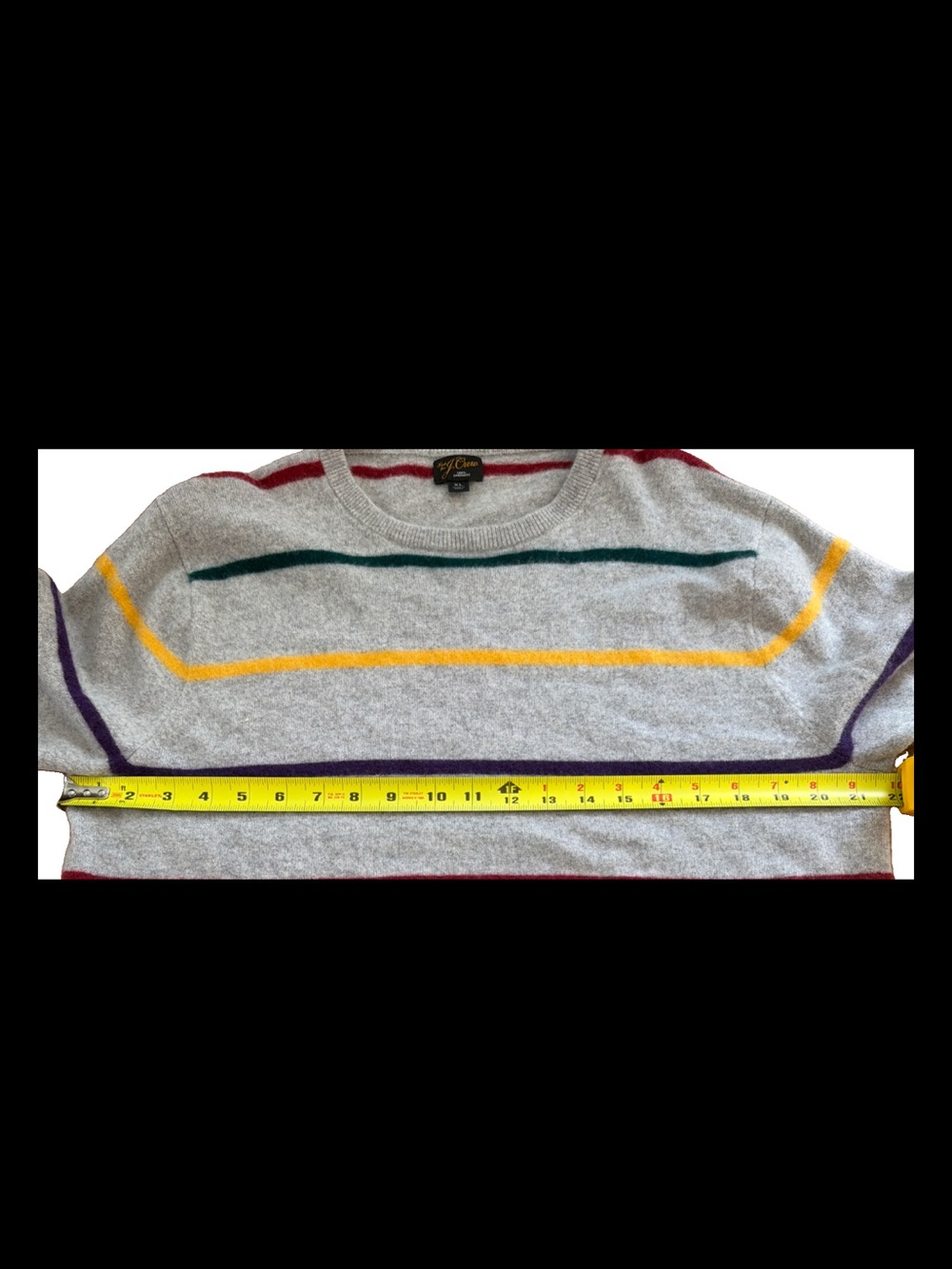 J.Crew 100% Cashmere Crewneck Sweater Multicolor Stripe XL NWOT - Picture 4 of 6